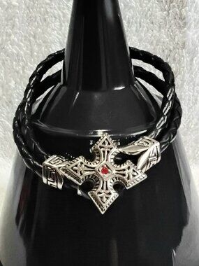 BNWOT 3/$25 Florence Scovel 8" Punk Cross Leather Bracelet Fashion Jewelry!!